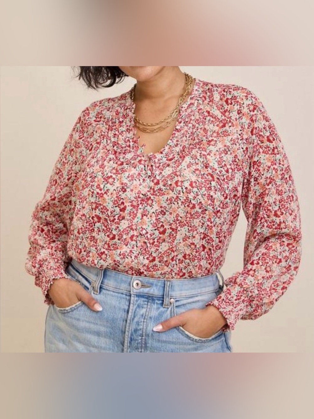 Torrid Floral Semi-Sheer Long Sleeve Blouse Size 3X